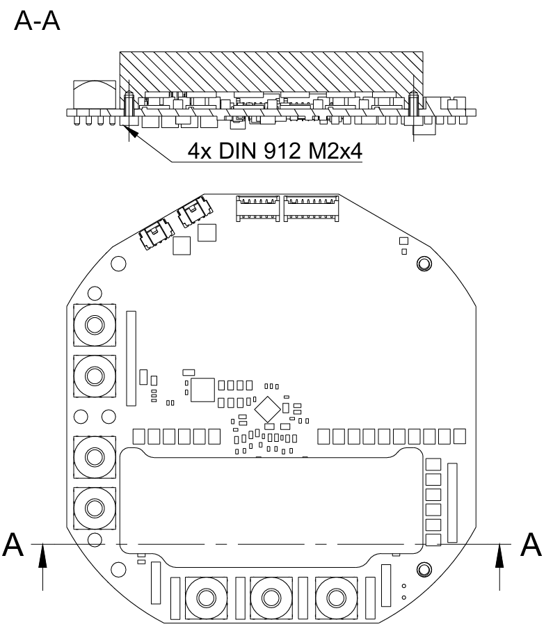 MD200 with radiator, section A-A